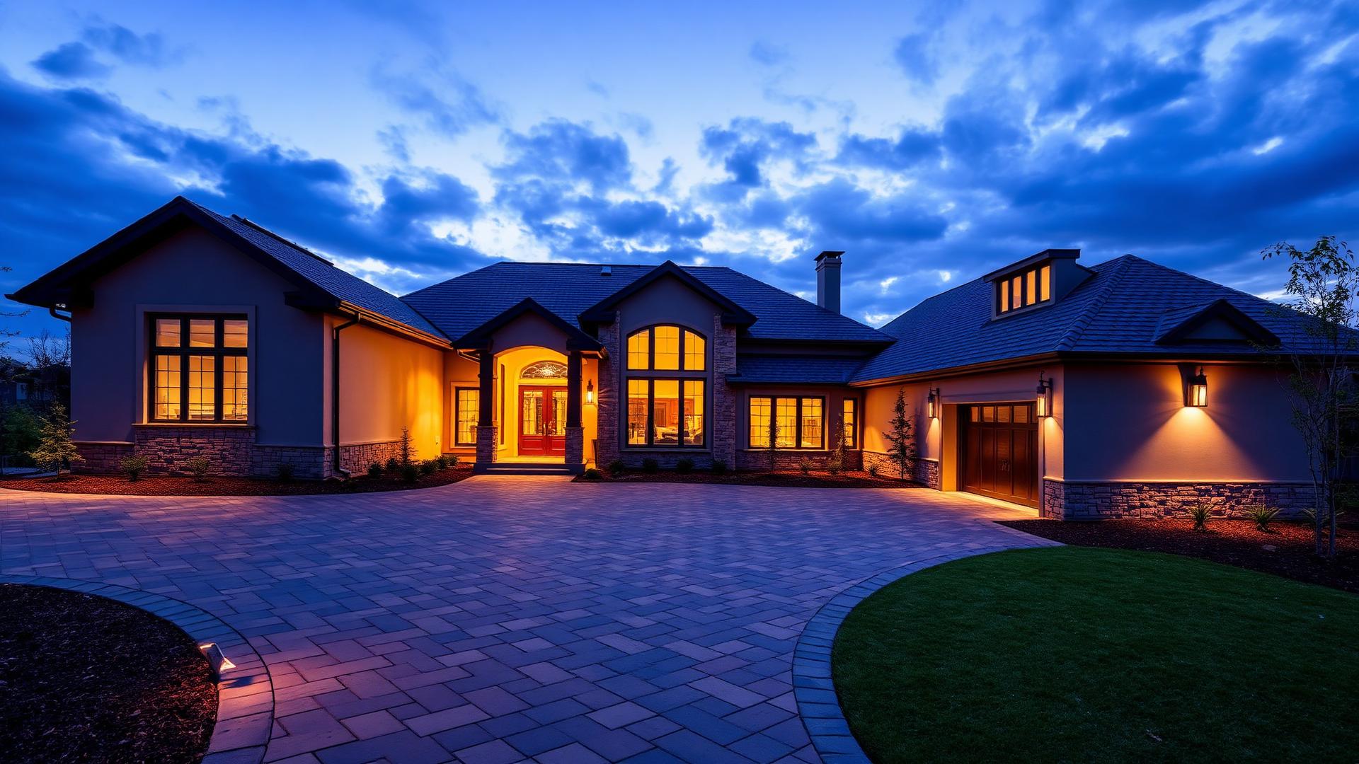 Luxury home at dusk