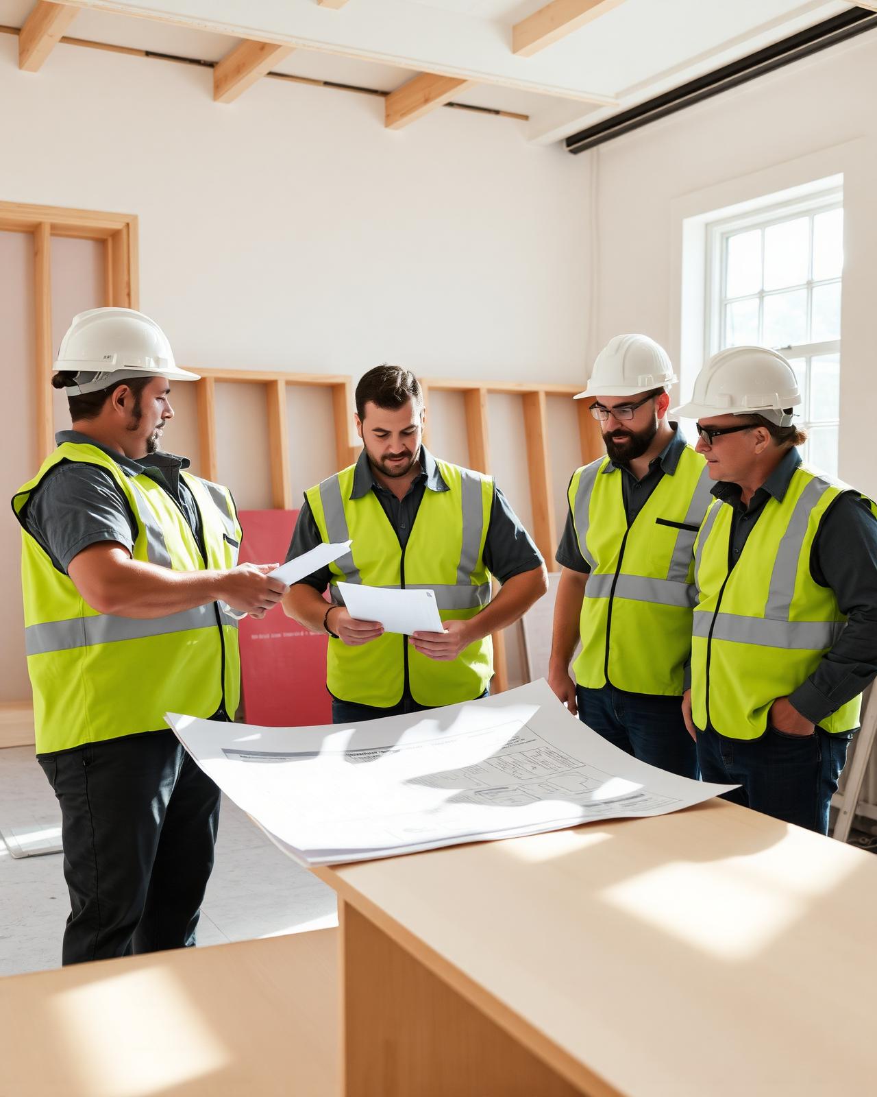 The Dentara crew reviewing plans on site